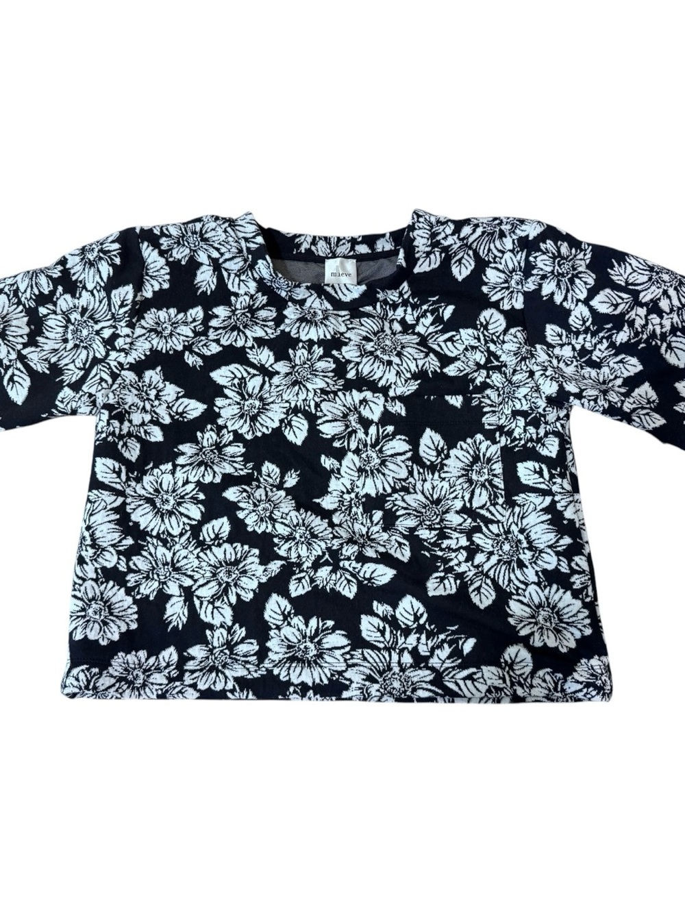 Maeve Black Tee with White Floral Print - Picture 2 of 6
